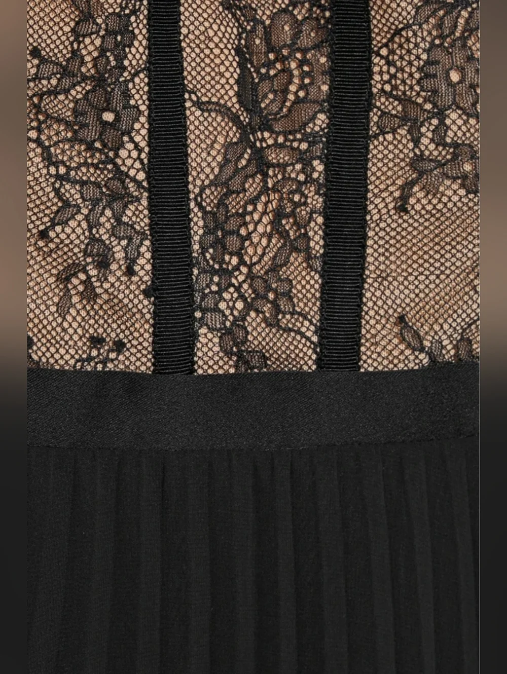 Black Lace-Trim Midi Dress with Handkerchief Hem - Picture 3 of 14